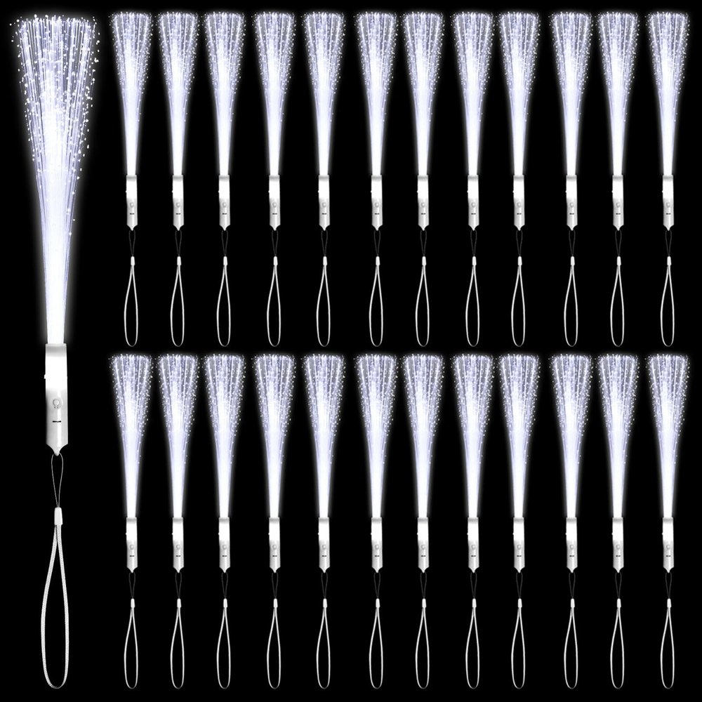 NUDALA 36 Pack White Glow Sticks Light Up Fiber Optic Stick Glow Wands Bulk with 3 Flashing Models for July 4th Birthday Wedding Bachelorette Concerts Clubs