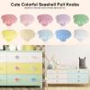 OctinPris 10x Colorful Cute Glossy Ceramic Knobs Seashell Shape Lovely Door Pull Knob Cabinet Closet Ceramic Drawer Cupboard Kitchen Dresser Kids Child Bedroom Pulls Wardrobe Handles view 3
