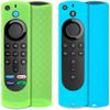 Pinowu Remote Cover (2pcs) Compatible with Fire TV Stick 4K 1st Gen (2021) / Lite/Alexa Voice Remote 3rd Gen with Lanyard (Green and Turquoise, Only Green Glow)(NOT for 4K 2nd 2024) view 1