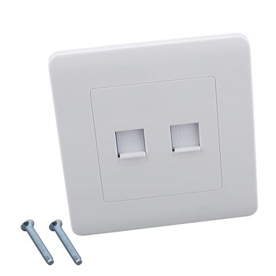 Juvielich RJ45 RJ11 Double Ports Connector Information Socket Mount Panel Wall Plate Surface Mount 86 Type Plastic Flame Retardant White