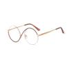 kachawoo Half Rimless Eyeglasses Zero Diopter Glasses Frame 8 S Shape Metal Round Anti Blue Light Ray Eyewears (brown gold frame) view 1