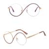 kachawoo Half Rimless Eyeglasses Zero Diopter Glasses Frame 8 S Shape Metal Round Anti Blue Light Ray Eyewears (brown gold frame) view 2