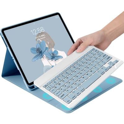 YEEHi Keyboard Case for iPad A16 2025 (11th Generation,11"/ iPad 10th Generation 10.9" 2025 Case with Cute Color Detachable Bluetooth Keyboard Cover with Pencil Holder,Mist Blue