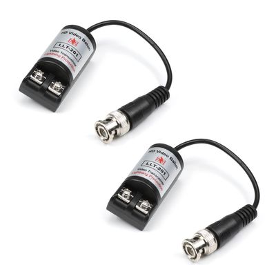 Juvielich 2Pcs Video Transmitter Passive Video Transceiver Transmitter HD-CVI/TVI/AHD for Surveillance Camera System LLT-201