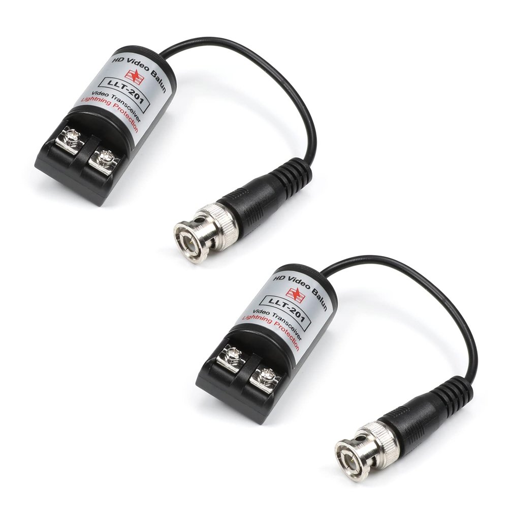 Juvielich 2Pcs Video Transmitter Passive Video Transceiver Transmitter HD-CVI/TVI/AHD for Surveillance Camera System LLT-201