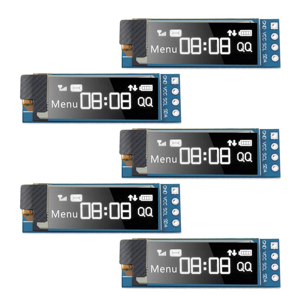 Pasotim 5 Pieces Display Module 0.91 Inch OLED Display Module OLED Screen Driver DC 3.3V-5V(White)