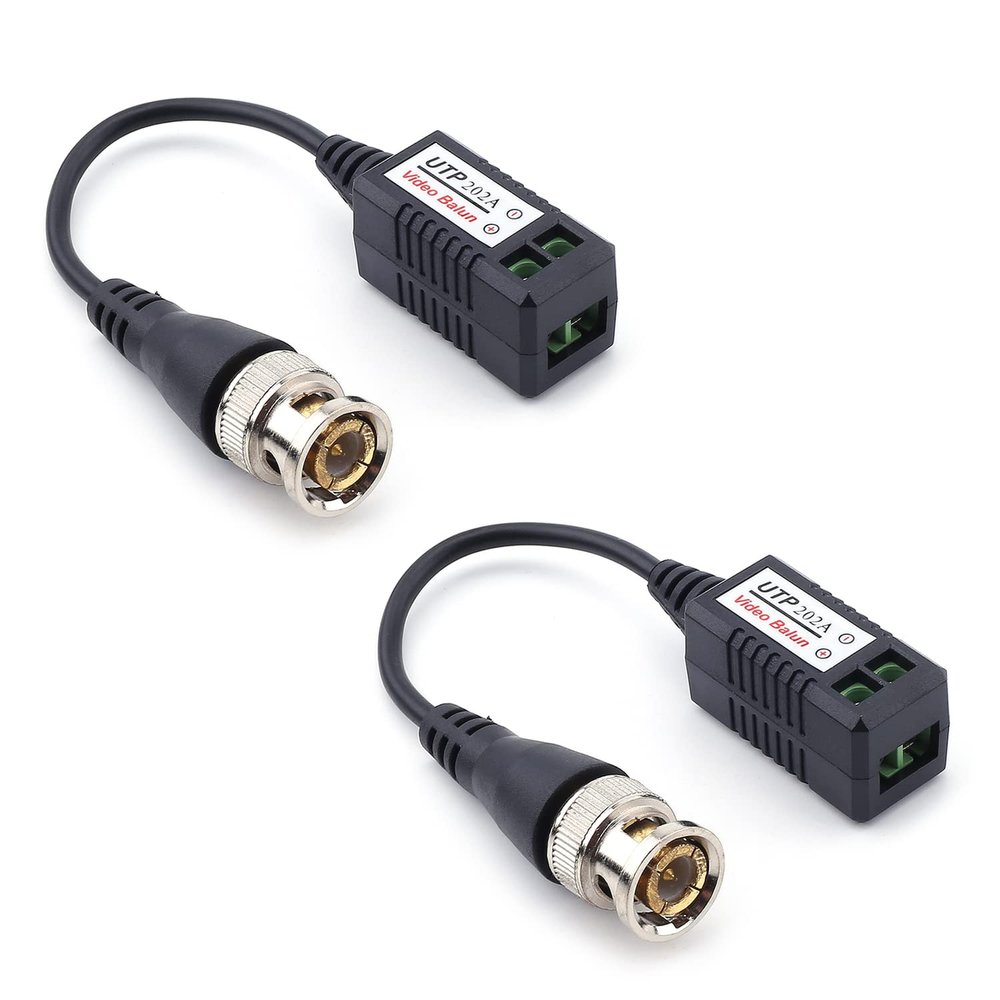 Juvielich 2Pcs Video Transmitter Passive Video Transceiver Transmitter HD-CVI/TVI/AHD for Surveillance Camera System UTP-202A