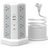Surge Protector Power Strip with PD20W USB C,13A Thicker Extension Cord with Multiple Outlets 6FT Fararaka Tower Power Strip with USB Ports 2A2C,16AC,Office Supplies Dorm Essentials view 1