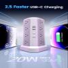 Surge Protector Power Strip with PD20W USB C,13A Thicker Extension Cord with Multiple Outlets 6FT Fararaka Tower Power Strip with USB Ports 2A2C,16AC,Office Supplies Dorm Essentials view 4
