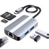 JZ USB C Laptop Docking Station, 5 in 1 Laptop Hub USB Type-C to RJ45 | USB 3.0 | USB 2.0 | TF | SD Card for MacBook,iPad,Samsung,Dell,HP and More Type C Tablet PC view 1