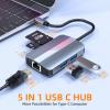 JZ USB C Laptop Docking Station, 5 in 1 Laptop Hub USB Type-C to RJ45 | USB 3.0 | USB 2.0 | TF | SD Card for MacBook,iPad,Samsung,Dell,HP and More Type C Tablet PC view 2