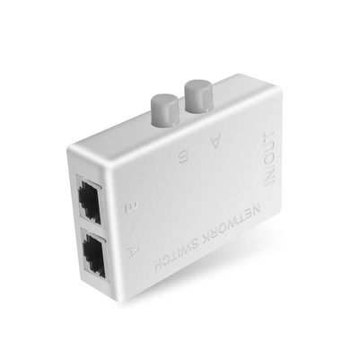 Pasotim Mini 2 Port RJ45 RJ-45 Network Network Box Switcher 2 Way Port Sharing Switch Adapter HUB, White, 500079957
