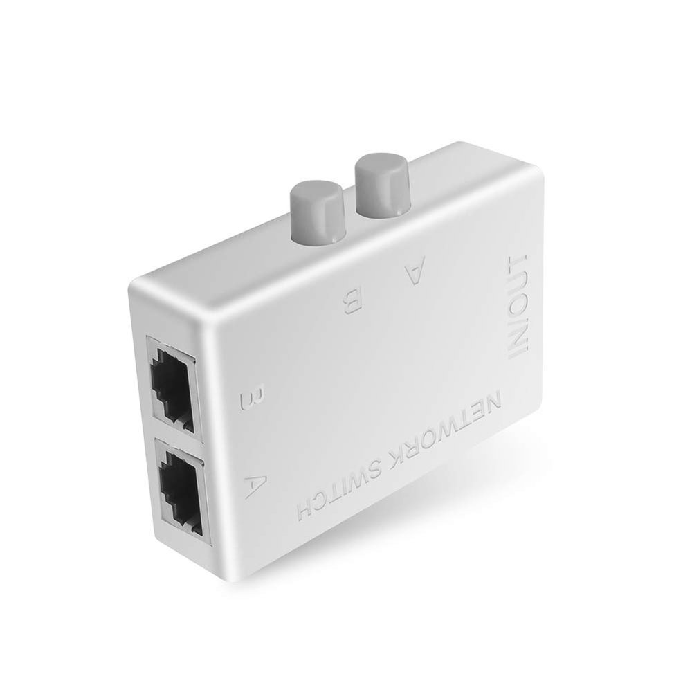 Pasotim Mini 2 Port RJ45 RJ-45 Network Network Box Switcher 2 Way Port Sharing Switch Adapter HUB, White, 500079957