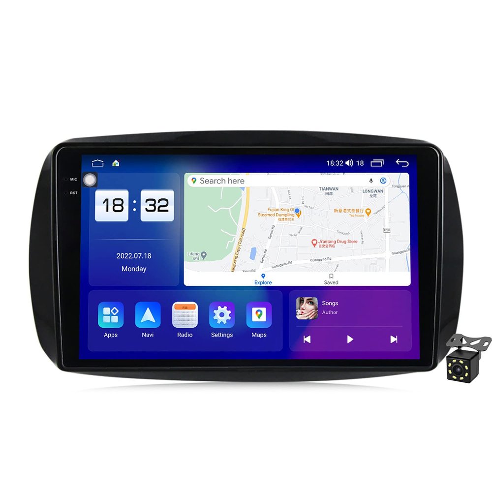 Android 12 Car Stereo Multimedia Player for Mercedes Benz Smart 453 Fortwo 2014-2020 Autoradio with 2K Screen Navigation GPS BT SWC FM RDS DSP WiFi 4G Carplay+Camera,M6 pro Plus 8+128g