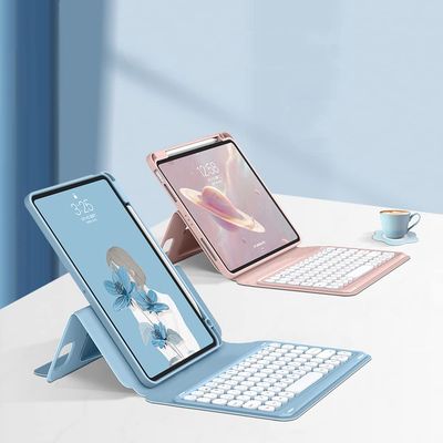 SOUYOYIHI Portrait Mode Keyboard Case for iPad A16 2025 (11th Gen, 11")/ iPad 10th Generation 10.9" 2022 Case with Round Key Colour Keyboard Detachable Clear Cover,Mint Green