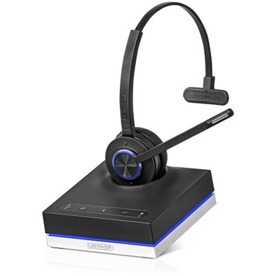 Leitner LH670 3-in-1 Wireless Office Headset with Mic Wireless DECT Headset for Office Phone, Computer and Cell Phone 5 Year Warranty Single-Ear