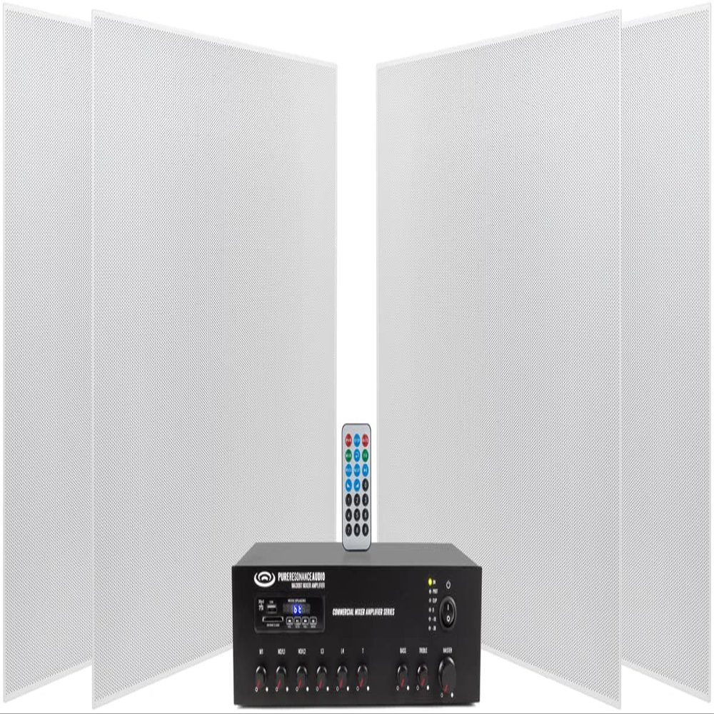 Pure Resonance Audio School Sound System Featuring 4 Ceiling Tile Speakers & Bluetooth Mixer Amplifier