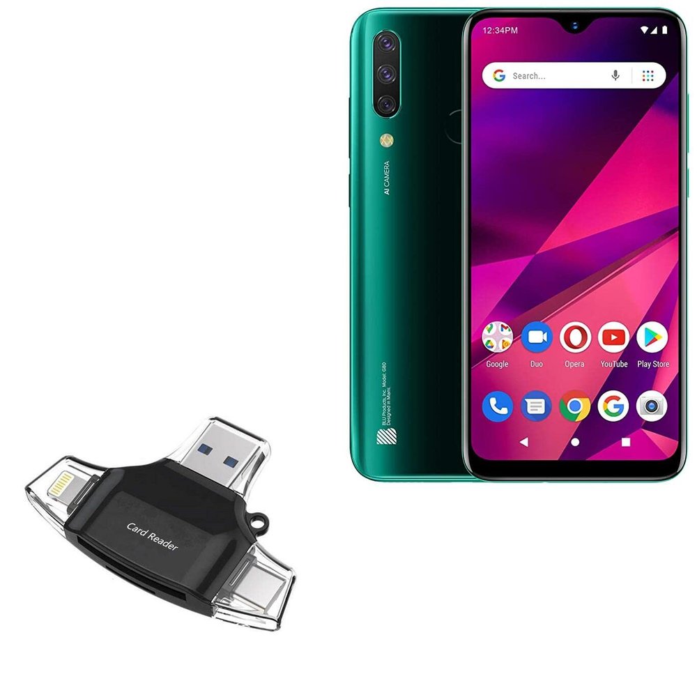 BoxWave Smart Gadget Compatible with BLU G80 - AllReader SD Card Reader, microSD Card Reader SD Compact USB - Jet Black