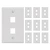 ICC 2-Port Keystone Wall Plate (10 Pack), UL Listed, Durable ABS Plastic, Single Gang Wall Plate for RJ45 Modular Jack and Inserts, White view 1