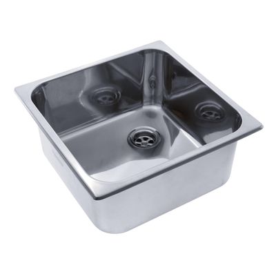 AMBASSADOR MARINE GRADE Rectangle 304 Stainless Steel Sink  Ultra-Mirror, 14-1/2" x 14-1/2" x 6" Deep (S44-4614-UM-W)