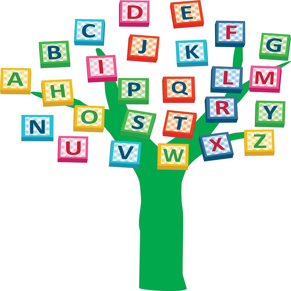ABC Blocks Tree Day Care Ideas - Pre School 1st Grade Teacher Slide Blocks Wall Sticker Decal for Home Dcor Birthday - 20 Inch x 30 Inch