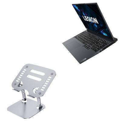 BoxWave Stand and Mount Compatible with Lenovo Legion 5i Pro (16 in - 82JD) - Executive VersaView Laptop Stand, Ergonomic Adjustable Viewing Angle Metallic Riser - Metallic Silver