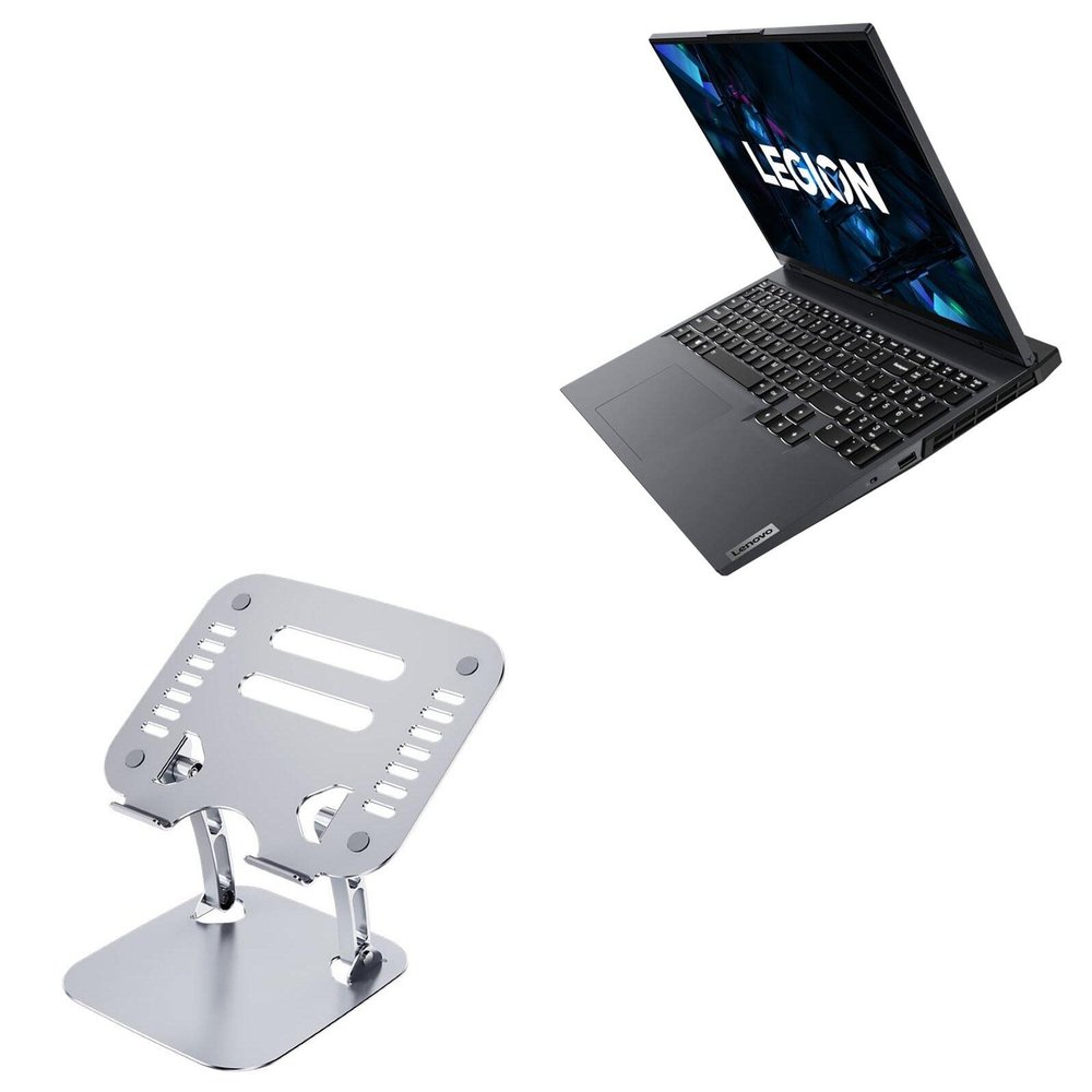 BoxWave Stand and Mount Compatible with Lenovo Legion 5i Pro (16 in - 82JD) - Executive VersaView Laptop Stand, Ergonomic Adjustable Viewing Angle Metallic Riser - Metallic Silver