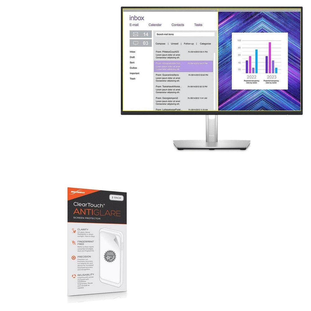 BoxWave Screen Protector Compatible with Dell 24 Monitor (P2423D) - ClearTouch Anti-Glare (2-Pack), Anti-Fingerprint Matte Film Skin