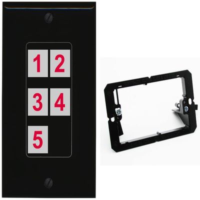 RiteAV Custom Wall Plate 5 Port, 1 Gang w-Bracket, Black/Black, Choose HDMI Coax 3.5mm Banana Cat5/6 Phone RCA Speaker Toslink USB