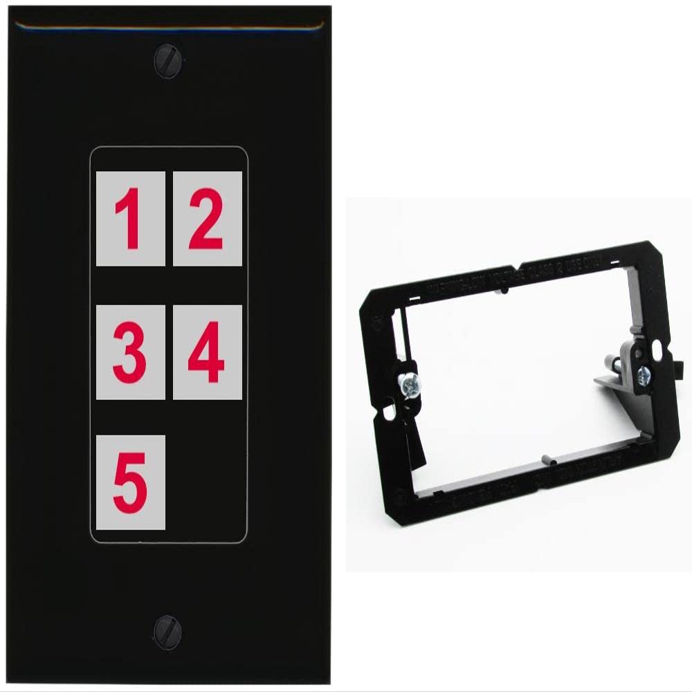 RiteAV Custom Wall Plate 5 Port, 1 Gang w-Bracket, Black/Black, Choose HDMI Coax 3.5mm Banana Cat5/6 Phone RCA Speaker Toslink USB