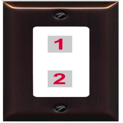 RiteAV Custom Wall Plate 2 Port, 1 Gang, Bronze/White, Choose HDMI Coax 3.5mm Banana Cat5/6 Phone RCA Speaker Toslink USB