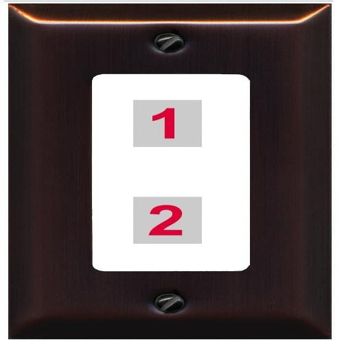 RiteAV Custom Wall Plate 2 Port, 1 Gang, Bronze/White, Choose HDMI Coax 3.5mm Banana Cat5/6 Phone RCA Speaker Toslink USB
