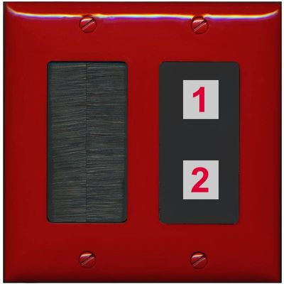 RiteAV Custom Wall Plate 2 Port, Brush, Red/Black, Choose HDMI Coax 3.5mm Banana Cat5/6 Phone RCA Speaker Toslink USB