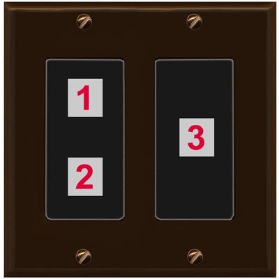 RiteAV Custom Wall Plate 3 Port, 2 Gang, Brown/Black, Choose HDMI Coax 3.5mm Banana Cat5/6 Phone RCA Speaker Toslink USB