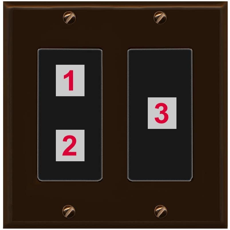RiteAV Custom Wall Plate 3 Port, 2 Gang, Brown/Black, Choose HDMI Coax 3.5mm Banana Cat5/6 Phone RCA Speaker Toslink USB