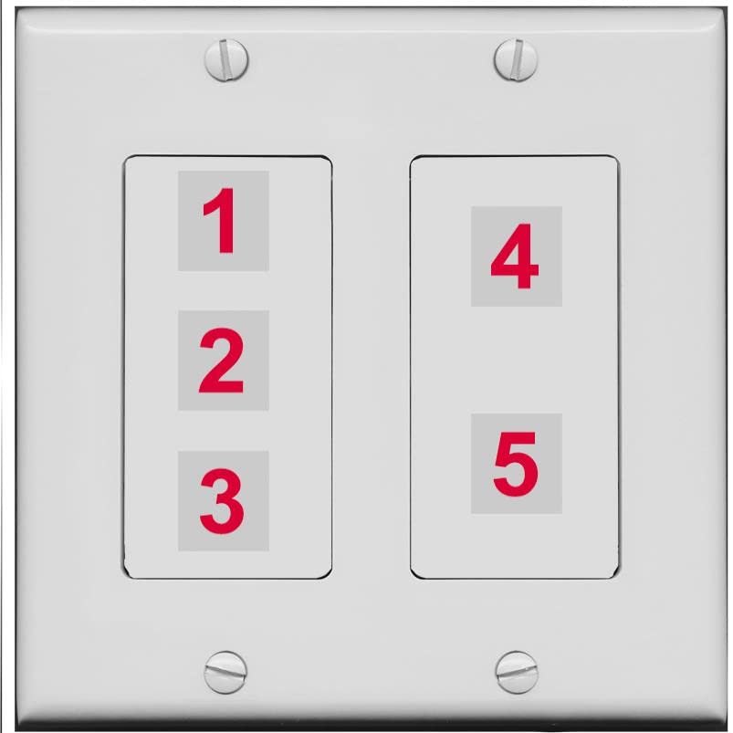 RiteAV Custom Wall Plate 5 Port, 2 Gang, Gray/Gray, Choose HDMI Coax 3.5mm Banana Cat5/6 Phone RCA Speaker Toslink USB
