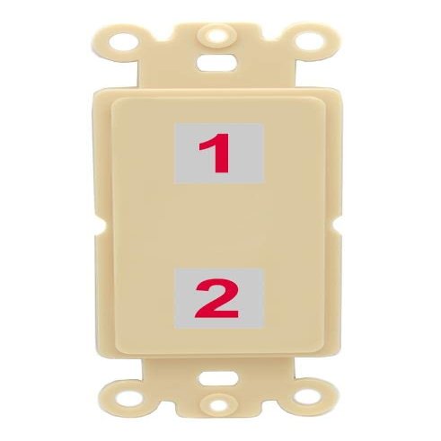 RiteAV Custom Wall Plate 2 Port, Rocker, Ivory/Ivory, Choose HDMI Coax 3.5mm Banana Cat5/6 Phone RCA Speaker Toslink USB