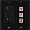 RiteAV Custom Wall Plate 3 Port, USB Charger, Black/Black, Choose HDMI Coax 3.5mm Banana Cat5/6 Phone RCA Speaker Toslink USB view 1