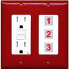 RiteAV Custom Wall Plate 3 Port, GFCI, Red/White, Choose HDMI Coax 3.5mm Banana Cat5/6 Phone RCA Speaker Toslink USB view 1