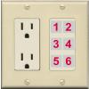 RiteAV 6 Port Custom Wall Plate, Outlet, Ivory/Light-Almond, Choose HDMI Coax 3.5mm Banana Cat5/6 Phone RCA Speaker Toslink USB view 1