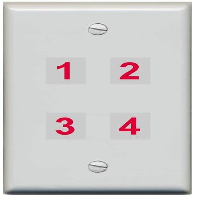 RiteAV Custom 4 Port Custom Wall Plate, Flat, Gray/Gray, Choose HDMI Coax 3.5mm Banana Cat5/6 Phone RCA Speaker Toslink USB