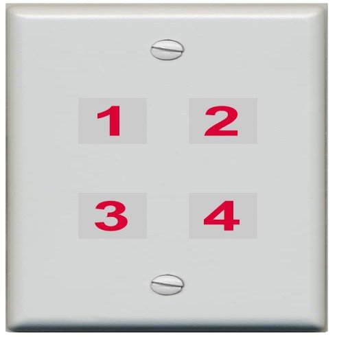 RiteAV Custom 4 Port Custom Wall Plate, Flat, Gray/Gray, Choose HDMI Coax 3.5mm Banana Cat5/6 Phone RCA Speaker Toslink USB