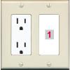 RiteAV Custom Wall Plate 1 Port, Outlet, Light-Almond/White, Choose HDMI Coax 3.5mm Banana Cat5/6 Phone RCA Speaker Toslink USB view 1