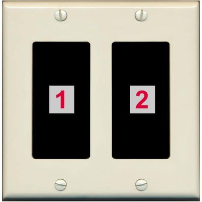 RiteAV Custom Wall Plate 2 Port, 2 Gang, Light-Almond/Black, Choose HDMI Coax 3.5mm Banana Cat5/6 Phone RCA Speaker Toslink USB