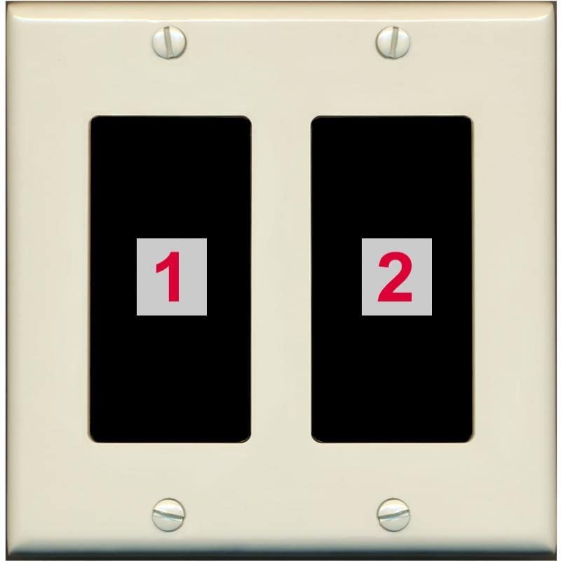 RiteAV Custom Wall Plate 2 Port, 2 Gang, Light-Almond/Black, Choose HDMI Coax 3.5mm Banana Cat5/6 Phone RCA Speaker Toslink USB