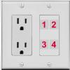 RiteAV Custom 4 Port Custom Wall Plate, Outlet, Gray/Gray, Choose HDMI Coax 3.5mm Banana Cat5/6 Phone RCA Speaker Toslink USB view 1