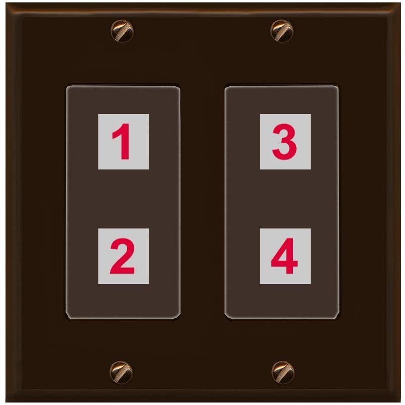 RiteAV Custom 4 Port Custom Wall Plate, 2 Gang, Brown/Brown, Choose HDMI Coax 3.5mm Banana Cat5/6 Phone RCA Speaker Toslink USB