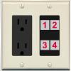 RiteAV Custom 4 Port Custom Wall Plate, Outlet, Light-Almond/Black, Choose HDMI Coax 3.5mm Banana Cat5/6 Phone RCA Speaker Toslink USB view 1