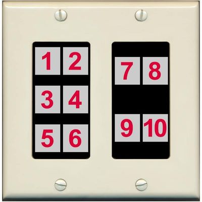 RiteAV - Custom Wall Plate 10 Port - 2 Gang [Light-Almond/Black]