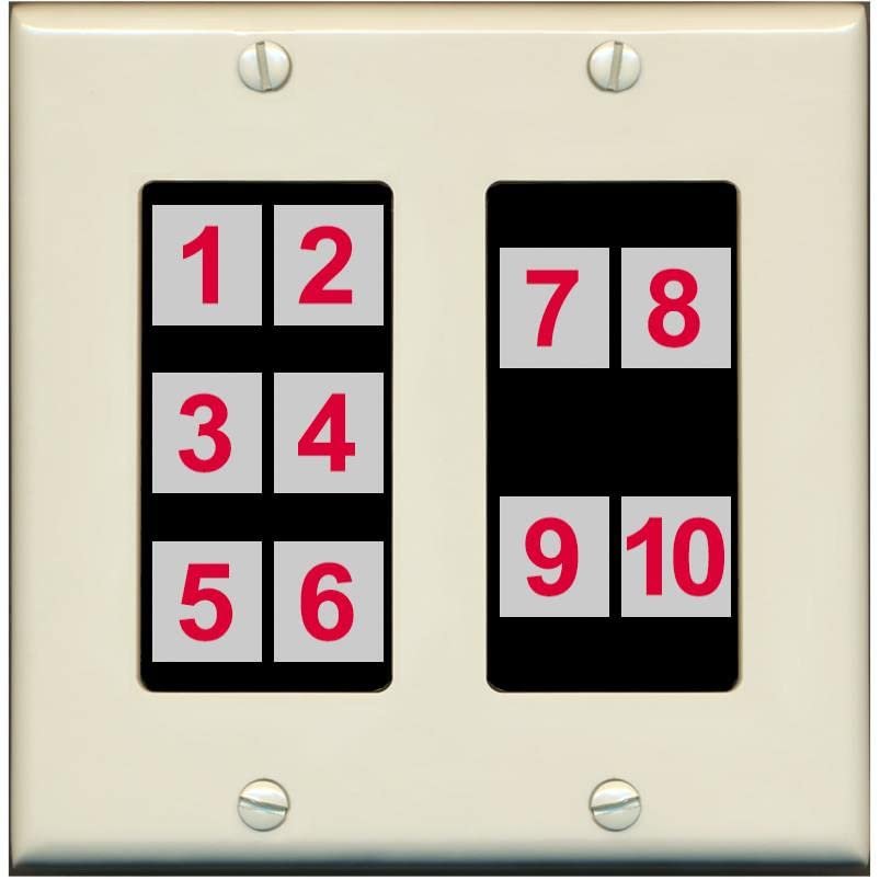 RiteAV - Custom Wall Plate 10 Port - 2 Gang [Light-Almond/Black]